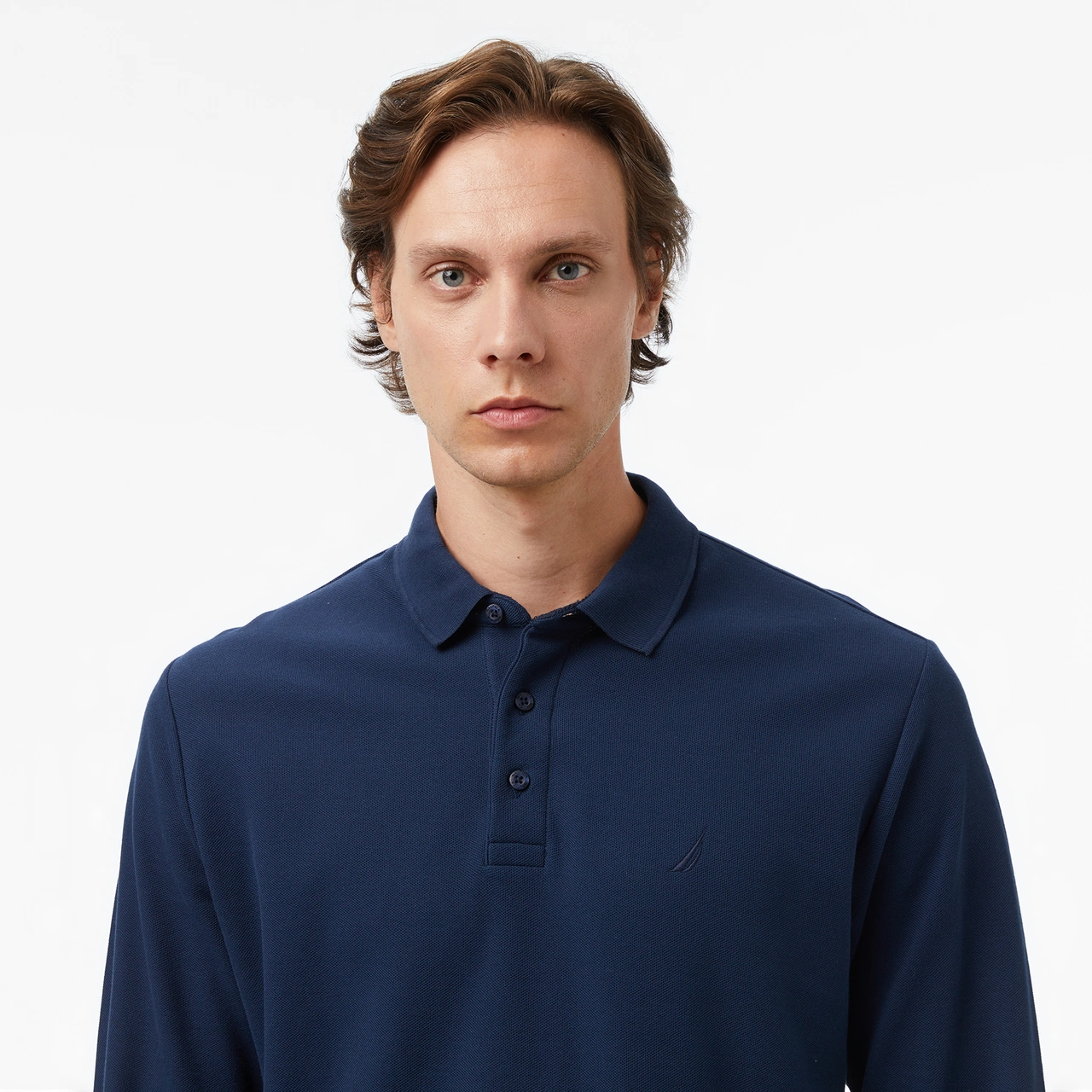 Nautica Erkek Lacivert Classic Fit Uzun Kollu Polo Yaka T-shirt Düz K57351t Lacivert