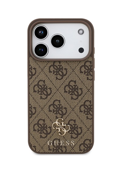 Apple iPhone Uyumlu 18 Pro Kılıf Guess  Lisanslı M-safe Şarj Özellikli Small 4g Classic Kapak Kahverengi