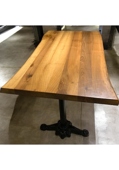 Cafe Masa Ahşap Kütük Masa Aslan Ayak 140x70 Ceviz