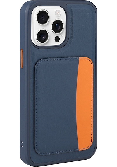 Apple Uyumlu iPhone 16 Pro Kılıf Kartlıklı Zore X-kart Silikon Kapak - Turuncu Turuncu