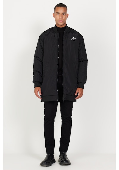 Ac&Co / Altınyıldız Classics Erkek Sıyah Oversize Geniş Kesim Kolej Yaka Mont Siyah