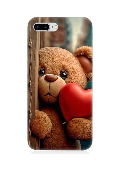 Apple Uyumlu iPhone 7 Plus Sevimli Ayı Ve Kalp Desenli Silikon Kılıf