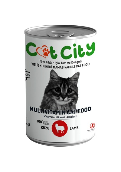 Cat City Az Tahıllı Kuzu Etli Yetişkin Kedi Konserve Mama 400 G