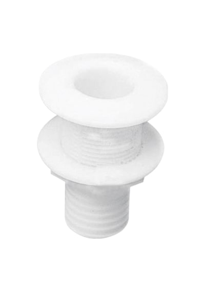 Thru-Hull W/Fl.Flange 1 1/2". W/Hose Barb 39mm.White