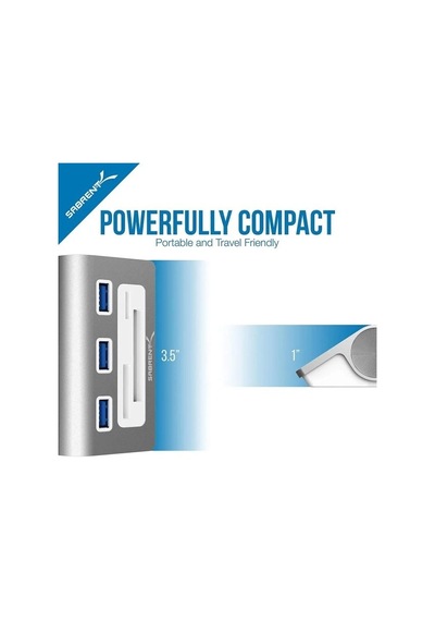 Sabrent 3 Bağlantı Noktalı Alüminyum Usb 3.0 Hub Ve Çoklu Kart Okuyucu Hb-macr