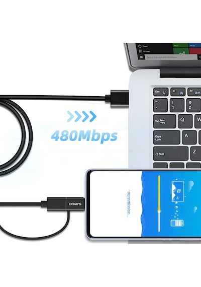 Omars 2'si 1 Arada 20W Type-C Micro USB Şarj ve Data Kablosu 1.2 Metre