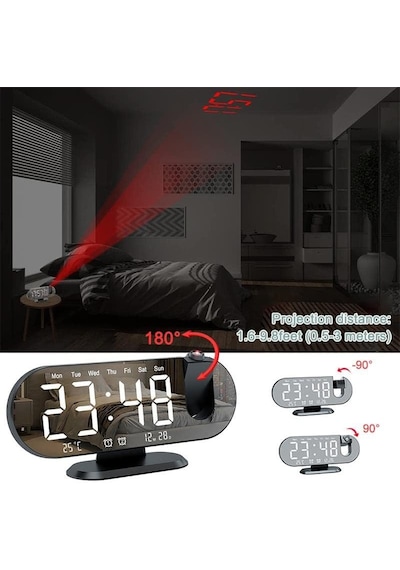 Valkyrie Projeksiyon Çift Alarm Dereceli Led Masa Saati Genel