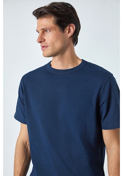 Grimelange PELTZ Erkek Relaxed Bisiklet Yaka Kısa Kollu Lacivert T-Shirt