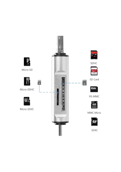 Type C Usb Kart Okuyucu Micro Sd Card Reader Çevirici Dönüştürücü Adaptör Ads-306