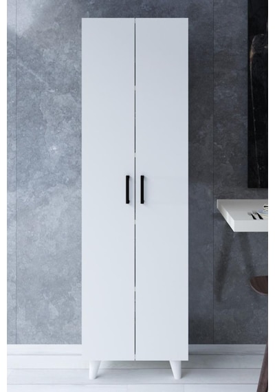5 Raflı 2 Kapaklı 14r Çok Amaçlı Dolap Erzak Dolabı Banyo Dolabı Kiler Dolabı Beyaz Beyaz