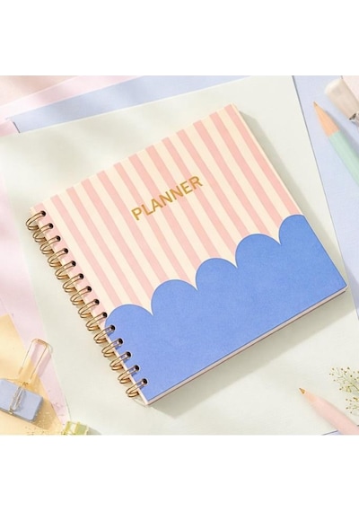Lizy Spiralli Süresiz Planlayıcı Ajanda - 19x19 Cm - Motivasyon Ve Sticker Sayfaları Bulut Mavi