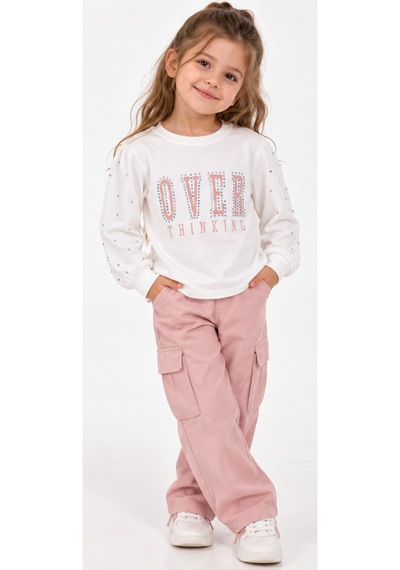 İrem Kız Çocuk Over Yazılı Kolları Taş Detaylı Uzun Kollu Beyaz Renk Penye İnce Sweatshirt İrem Kız Çocuk Over Yazılı Kolları Taş Detaylı Uzun Kollu Beyaz Renk Penye İnce Sweatshirt