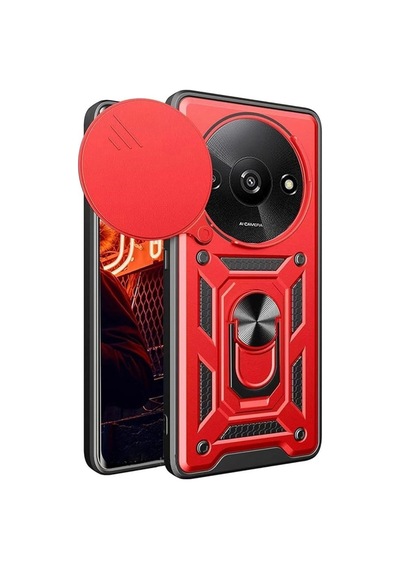 Redmi A3 4g Kılıf Pars Lens Yüzüklü Silikon - Kırmızı İtdark2842