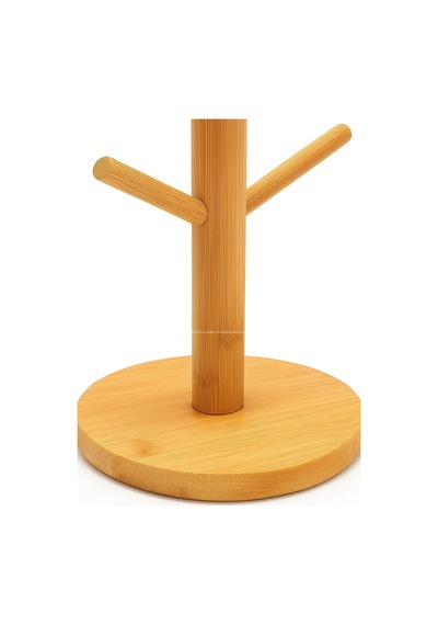 Ahşap Bambu Kupa Bardak Askısı 6'lı Stand Doğal Mutfak Tezgahı İçin Kupa Standı Bardak Tutucu Modern Dekoratif Dayanıklı Kolay Kurulumlu Organizer Yuvarlak