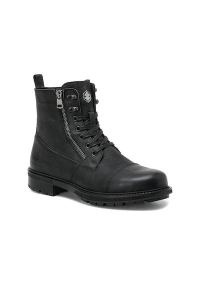 Lumberjack Ramones 1PR Siyah Hakiki Deri Comfort Casual Fermuarlı Bot Siyah