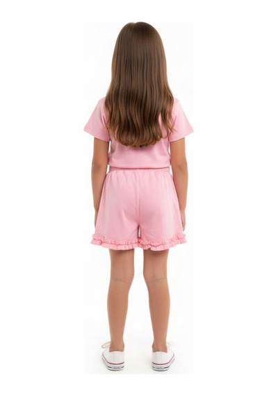 Toontoy Kids Toontoy Kız Çocuk 2'li Şortlu Takım Bisiklet Yaka Kısa Kollu Baskılı Tişört - Beli Lastikli Bağlamalı Cepli Paçası Fırfır Detaylı Şort 25015 Pembe Toontoy Kids Toontoy Kız Çocuk 2'li Şortlu Takım Bisiklet Yaka Kısa Kollu Baskılı Tişört - Beli Lastikli Bağlamalı Cepli Paçası Fırfır Detaylı Şort 25015 Pembe