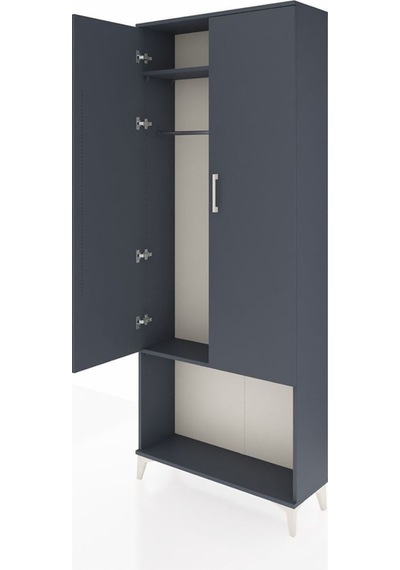 Arges Dolap 2 Raflı 2 Kapaklı Tek Askılı 88x30x221 Antrasit-antrasit Antrasit