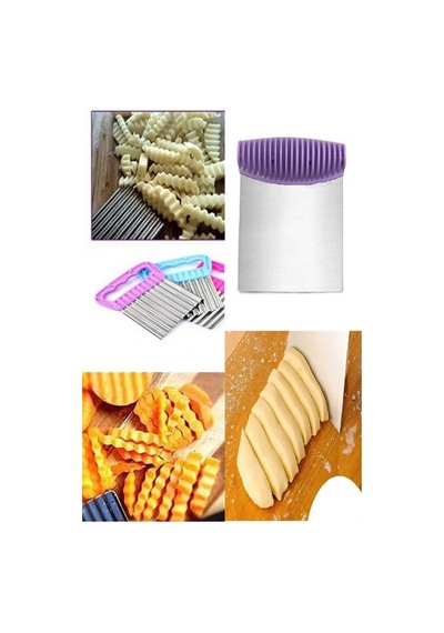 Desen Saplı Spatula Hamur Kesici + Şekilli Patates Cips Kesici Ve Sebze Meyve Doğrayıcı Çelik Çok Re Diğer