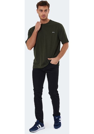 Slazenger KAISER IN Oversize Erkek Oversıze Koyu Yeşil Tişört