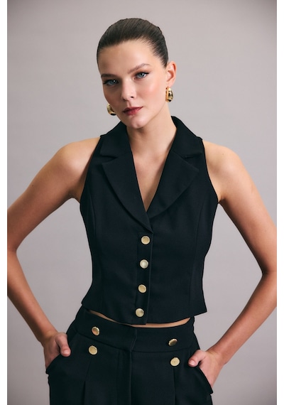 Sateen Eva Yelek - Siyah-136981 Siyah