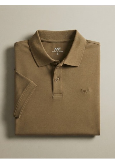 Maccali Erkek Sütlü Kahve Amblemli Basic Polo Yaka Tişört