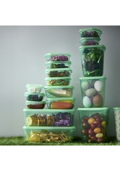 Ikea Pruta Plastik Saklama Kabı Seti, Yeşil, 17 Parça