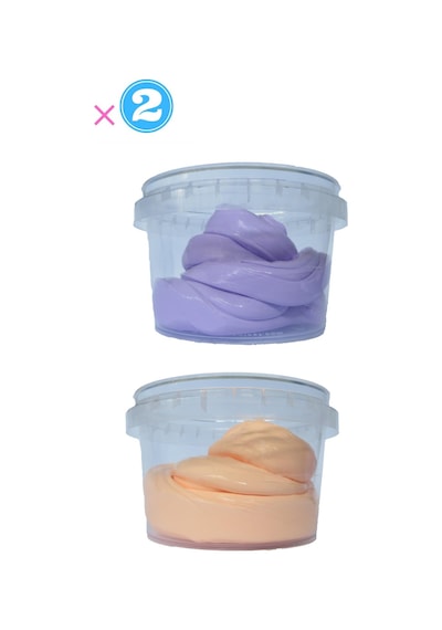 Ele Yapışmayan Mor-turuncu Slime 2 Li Pofuduk Slaym Oyun Hamuru