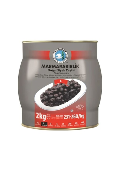 Marmarabirlik Yağlı Salamura 231-260 KB L Siyah Zeytin 2 KG