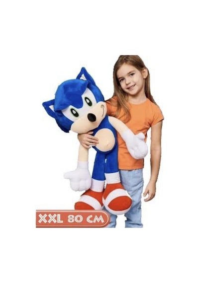 Sonic Peluş Oyuncak 80 Cm Dev Boy En Büyük Boy Hediyelik Uyku Arkadaşı Mavi