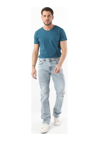 Banny Jeans Erkek Dizi Yırtık Jean Pantolon Açık Mavi 31