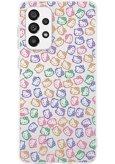 Samsung Galaxy A23 Uyumlu Kapak Hello Kitty Tasarımlı Şeffaf Silikon Kılıf Şeffaf