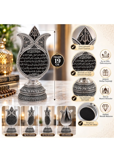 Ofisinizin & Evinizin Baş Köşesine Koyacağınız Allah Lafzı Ayetel Kürsi Dekoratif Ev Ofis Biblo 19cm