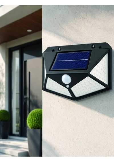 Mey İthalat Solar Led Bahçe Aydınlatma Lambası 3 Işık Modlu Sensörlü Duvar Tipi Dış Mekan Diğer