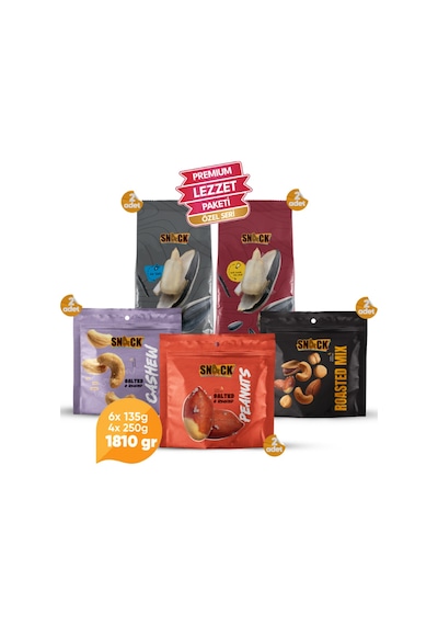 Snack Tv Keyfi Paketi Karışık Kuruyemiş Çekirdek Kaju Yer Fıstığı Premium Atıştırmalık Seti 1810 Gr 1800 G