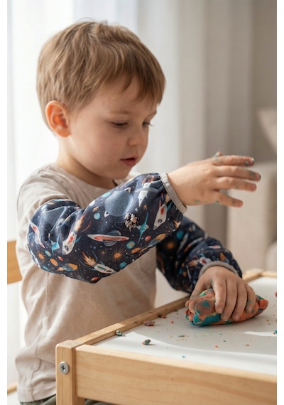 Sıvı Geçirmez Lastikli Bebek Mama Beslenme Kolluğu Seti Çocuk Aktivite Etkinlik Kol Kılıfı Galaxy
