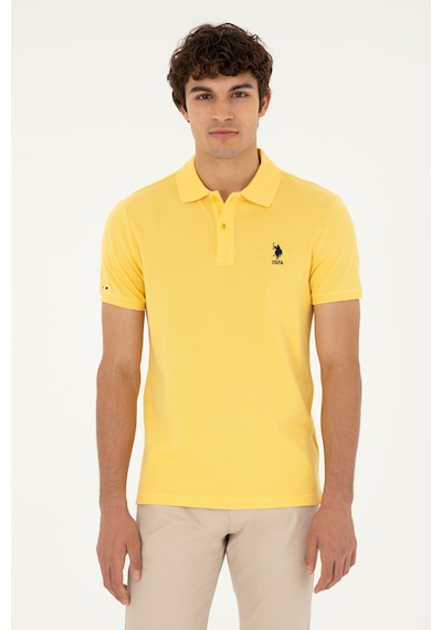 U.S. Polo Assn. Erkek Slim Fit Polo Yaka Sarı Basic Tişört 50279613-VR044