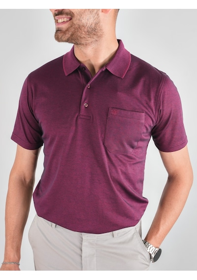Erkek Yakalı Cepli Penye Bordo Baba Tshirt
