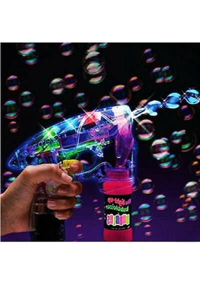 Yılbaşı Hediyeleri Renkli Işıklı Köpük Tabancası Bubbles Gun Baloncuk Tabancası + 2 Özel Yedek Köpük 1.kalite