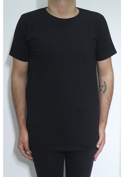 Santa Dmctekstil Erkek Düz Spor Kesim Dar Kalıp Bisiklet Yaka Battal T-shirt Siyah