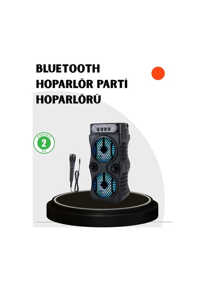 Nrzsnt Bluetooth Bağlantılı Taşınabilir Hoparlör Led Işıklı, Fm Radyolu, Mikrofon Girişli