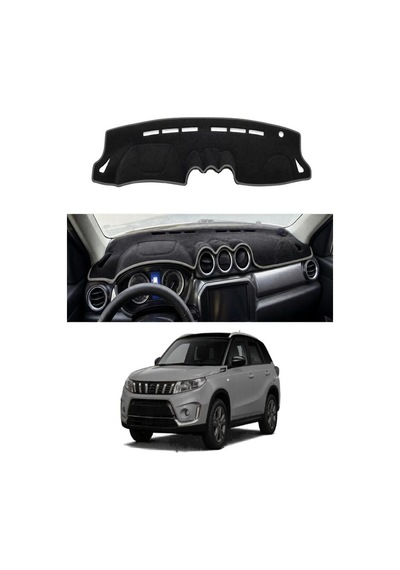 Suzuki - Grand Vitara 2015+ Uyumlu Torpido Koruma Kılıfı - Gri Şeritli