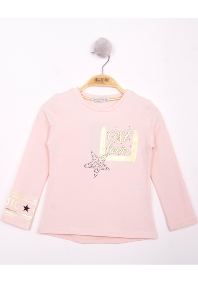Toontoy Kids Toontoy Kız Çocuk Yıldızlı Chic Baskılı T-shirt Pudra