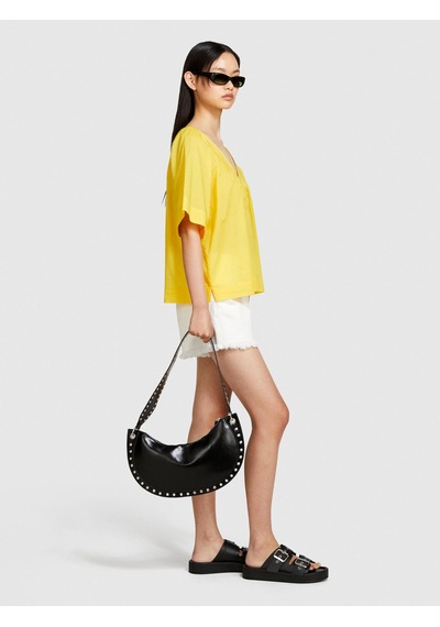 Sisley %100 Pamuk Pileli V Yaka Bluz Kadın 38r Bluz - 324p5ho1lq06q