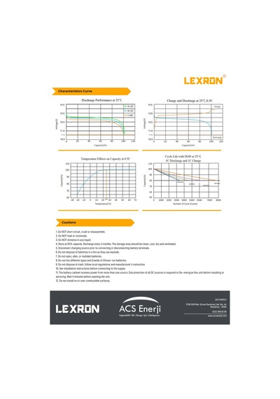 Lexron 12.8v 100ah Lityum Batarya
