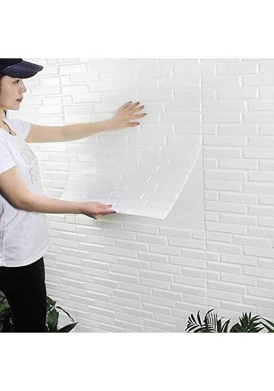 Beyaz Opak Kendinden Yapışkanlı 10 Adet 3d Duvar Kağıdı Paneli Diğer