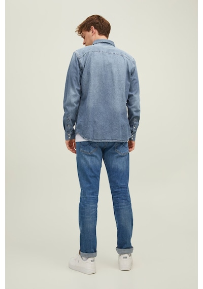 Jack & Jones Erkek Jjesheridan Dar Kesim Kot Gömlek 12138115 Orta Mavi