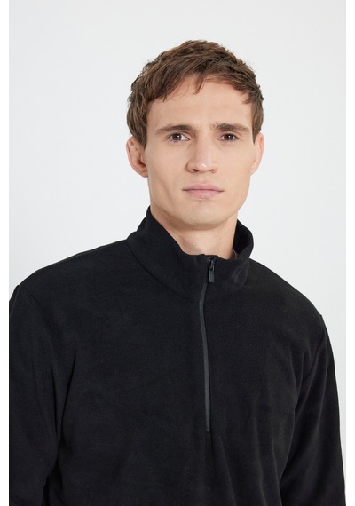 George Henry Anti-pilling Tüylenme Yapmayan Standart Fit Bato Yaka Soğuk Geçirmez Sweatshirt Polar Siyah