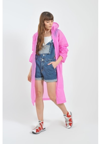 Unisex Pembe Eva Kumaş Su Rüzgar Geçirmez Yağmurluk Pembe
