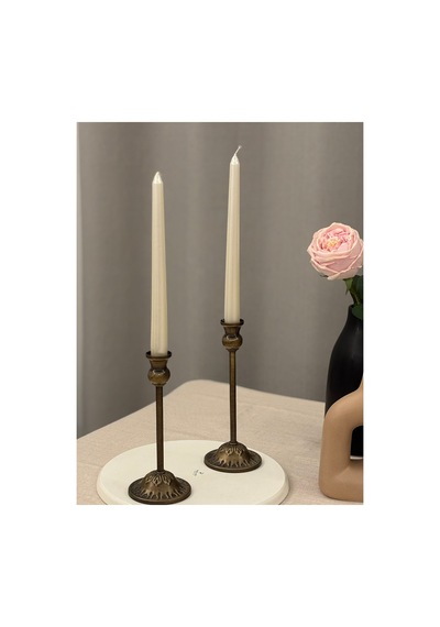 Rustik Model Eskitme Gold 2'li Şamdan & Mumluk Seti Altın - 805784881 Altın