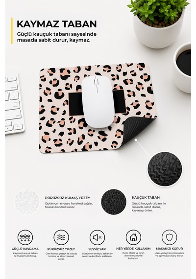 Leopar Desenli The Best Yazılı Ergonomik Mouse Pad Kaymaz Tabanlı, Renkli Ve Konforlu Tasarım Çok Renkli